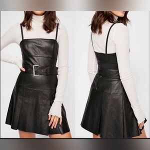Free People‎ Pleated Vegan Leather Dress with Belt Women's